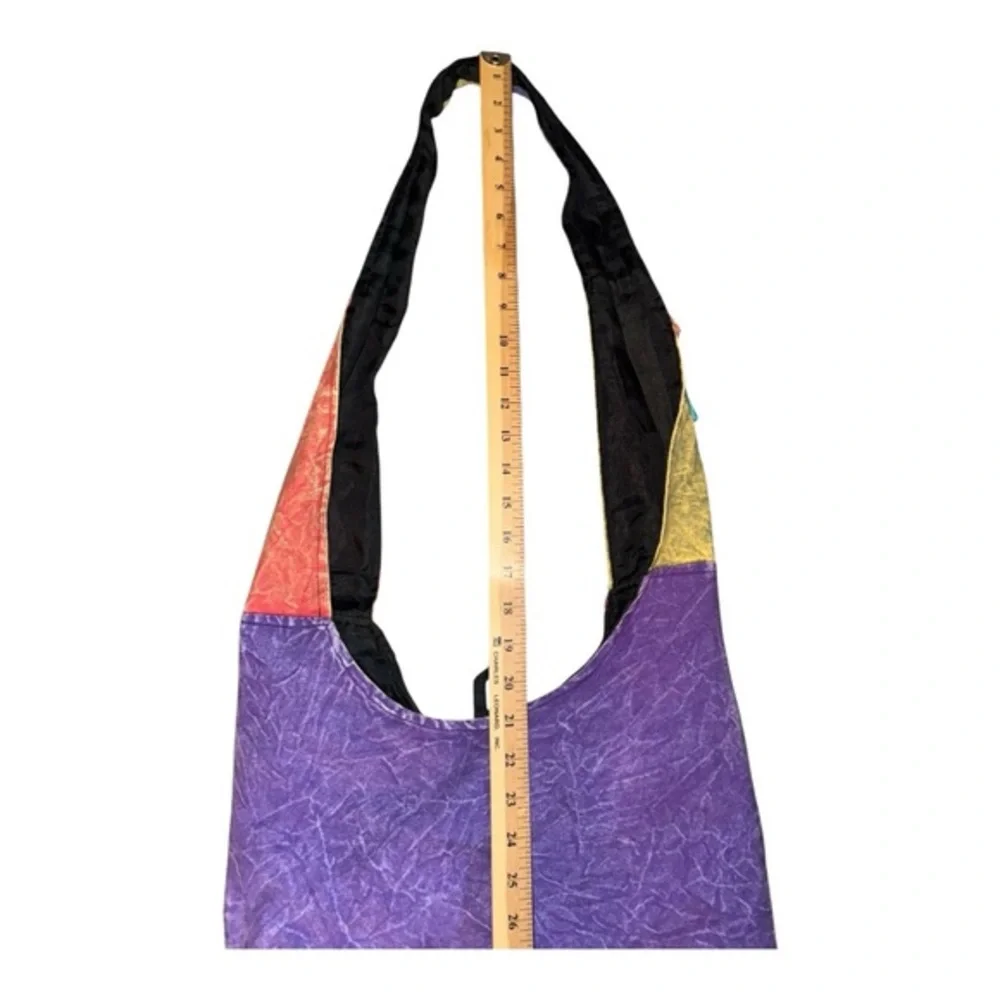 Boho Shoulder‎ crossbody satchel bag Boho Patchwork Multicolor Fringe Button